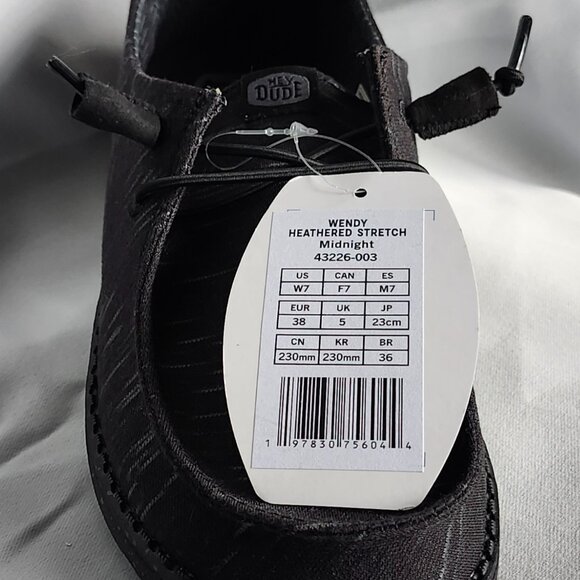 Hey Dude Wendy Heathered Stretch Casual Shoe Size 7 NWT Black - Picture 5 of 5
